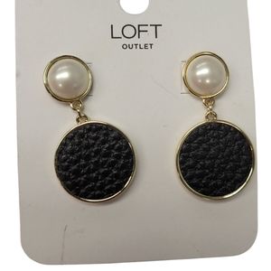 Loft Outlet Black/Gold Earrings Faux Pearls.